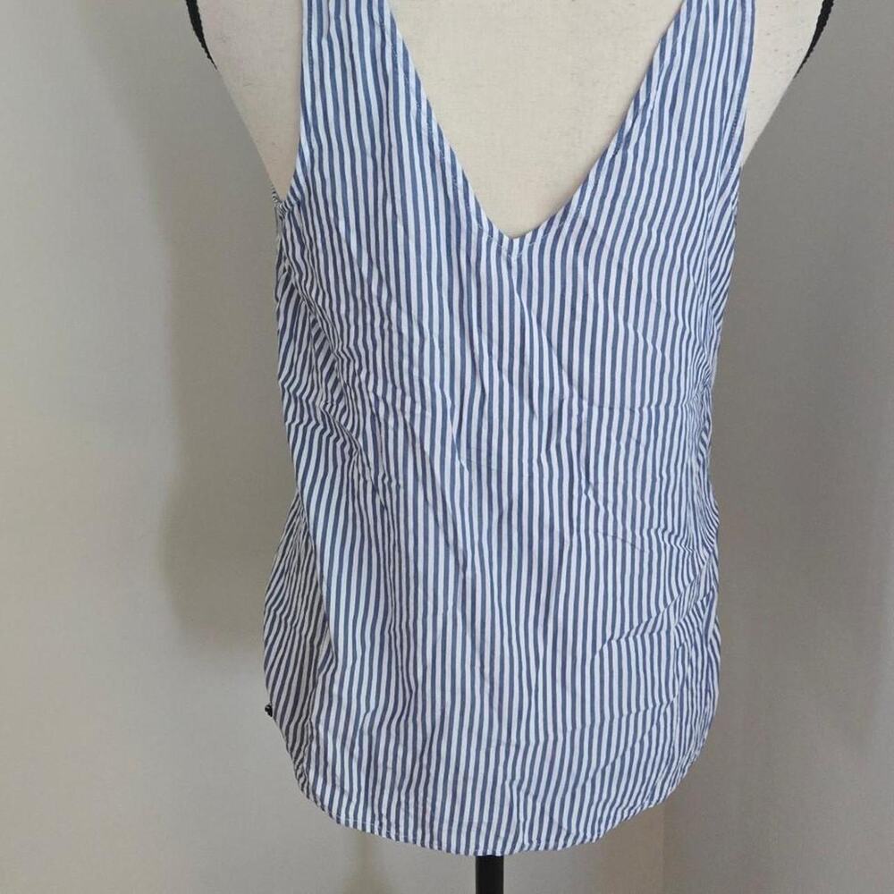 blue & white striped tank top with V-neckline small S - Picture 2 of 7
